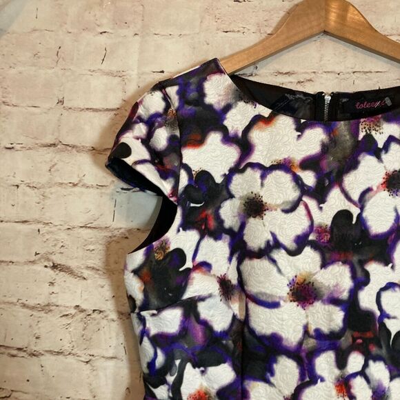 Coleen X Dress Womens 14 Purple Floral Watercolor Fit & Flare Cap Sleeve Mesh - Picture 9 of 16